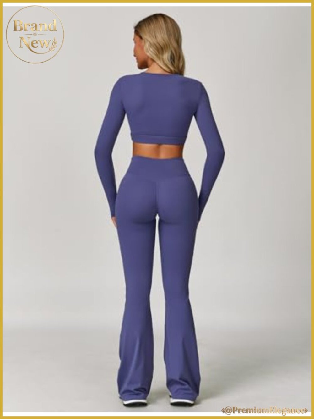Women's 2 Piece Workout Set Seamless Polyamide High Waist Flare Leggings Long